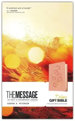 Message Deluxe Gift Bible pink and gold waves leather look 8 point fon — Christian Superstore New Zealand Seasonal Sale