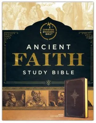CSB Ancient Faith Study Bible Brown Cloth Overboard. 10-point type siz — Christian Superstore New Zealand Markdown